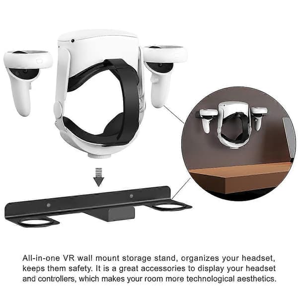 För Meta Quest 2/3/3S Väggfäste Quest3 S VR Display Placering Metall Väggfäste VR Väggmonterad Förvaringsställ Svart