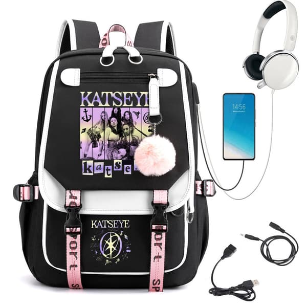Katseye Music Print School Backpack Lightweight Large Capacity for Students No. 3