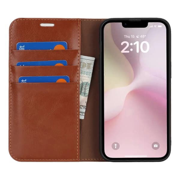 Case for iPhone 16e Crazy Horse Texture Split Leather Wallet Phone Case (Light Brown)