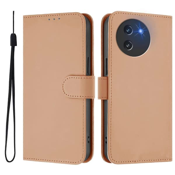 Hudfølelse Ensfarvet Læder Telefoncover med Snor (Til Doogee Note 59 / Note 59 Pro)