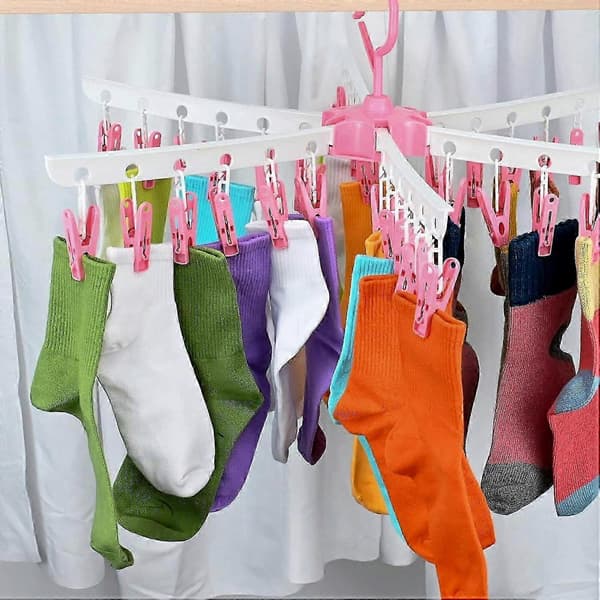 Foldable Drying Rack with 36 Clips, Foldable Plastic Clothes Hanger for Socks and Underwear