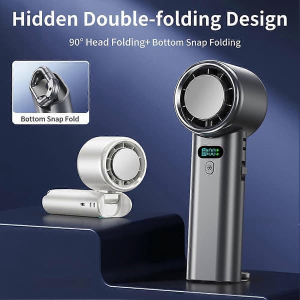 Bærbar Mini Håndholdt Ventilator med LED-display Halvleder Køling 100 Hastigheder USB Genopladeligt Batteri Udendørs Ventilator