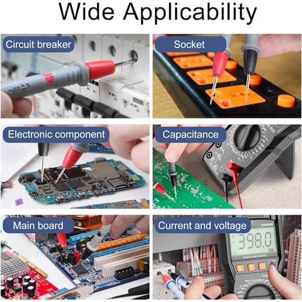 1000V 20A Multimeter Test Probe Kit — Silicone Test Leads, 1 Meter, Double Insulated