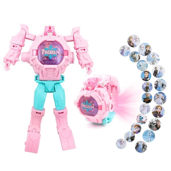 Disney Robotleksaker Marvel Hjältar Spiderman Captain America Deformationsrobot Elektronisk Projektionsklocka Barnpresenter 7