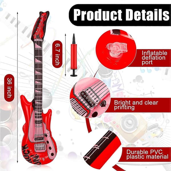 12 Stycken Uppblåsbar Gitarr 91 cm Uppblåsbar Gitarr Blandade Färger Inflatable_Kvalitetsgåvor