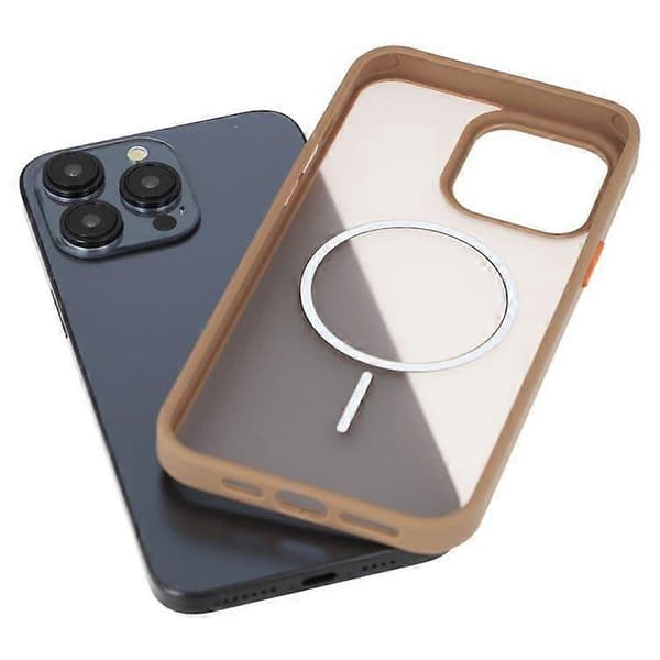 Magnetic Case for iPhone 14 Pro Max, Skin Touch TPU + PC Back Cover (Brown)
