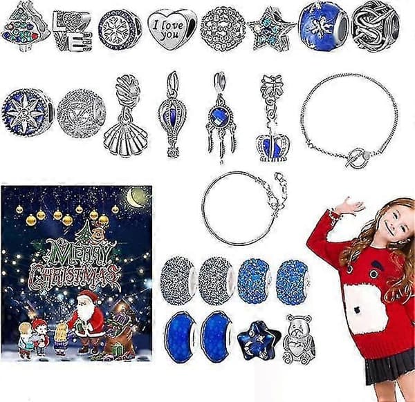 2026 24 dagar julnedräkning överraskningsblindlåda - DIY julkalender armband halsband set
