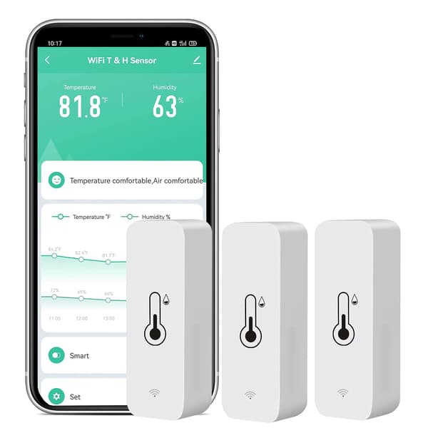 3-pack WiFi Temperature and Humidity Sensor: Wireless Temperature and Humidity Meter with App Alert, Smart Indoor Thermometer Hygrometer Compatible