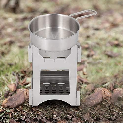 Sammenklappelig titanium og rustfrit stål brændeovn til udendørs camping, vandreture, picnic, grill