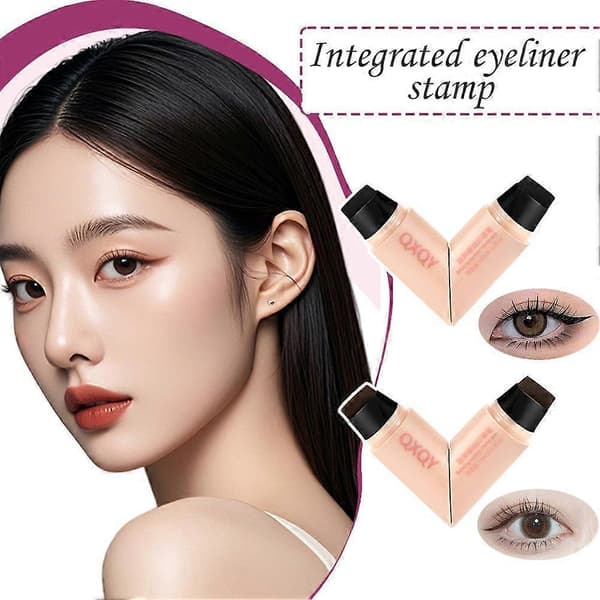 Eyeliner Stamp Winged Liner Tool Easy to Use Long-lasting Quick Makeup for Beginners Multiple Styles Black Brown (Brown)
