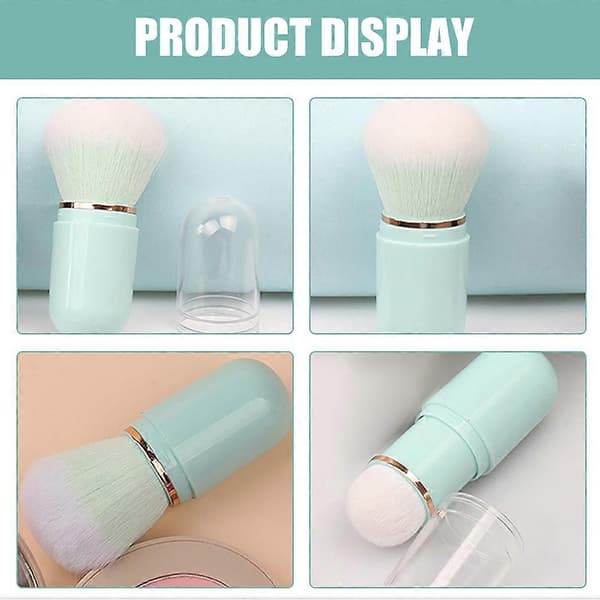Retractable Makeup Brush Mini Blush Brush for Cleaning 2 Pcs Sky Blue Design