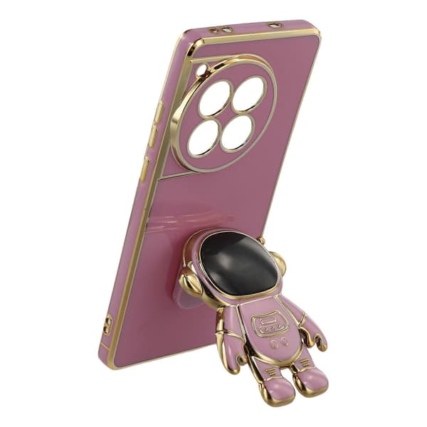 Case for OnePlus 12 5G Electroplating Soft TPU Phone Case with Astronaut Hidden Stand (Purple)