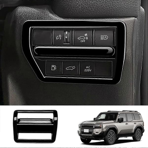 Bilfrontlysjusteringsbryterknappramme Bilinteriørtilbehør for Prado LC250 2024 RHD Glossy Black
