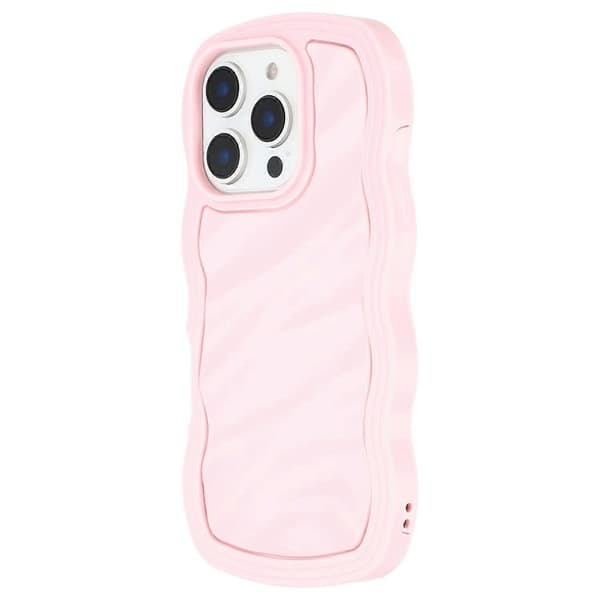 Deksler til iPhone 16 Pro Max Bølget Kant Støtsikkert TPU + PC Telefondeksel (Rosa)