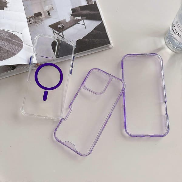 Case for iPhone 16 Pro Max Compatible with MagSafe TPU PC Detachable Phone Case (Transparent Purple)
