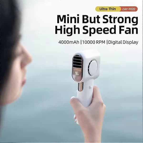 Stille Mini Turbo Jet Bladeless Ventilator, 100-trins Kraftig Blæser, 4000mAh, USB Bærbar Køleventilator med LED-display