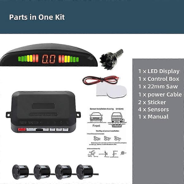 KINCJON 4 sensorer Pdc Afstandsparkeringsassistance Baksensor 12v Overvågningssystem_Gave