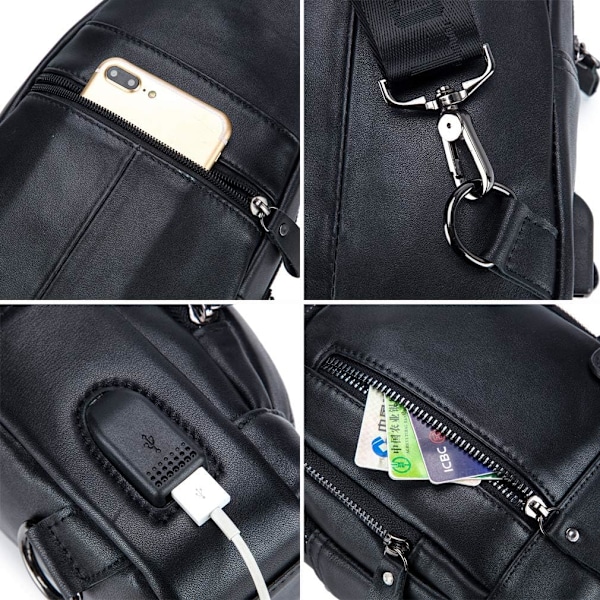 Axelremsväska i läder Crossbody Herr Dam Resor Utomhussporter, Ryggsäck