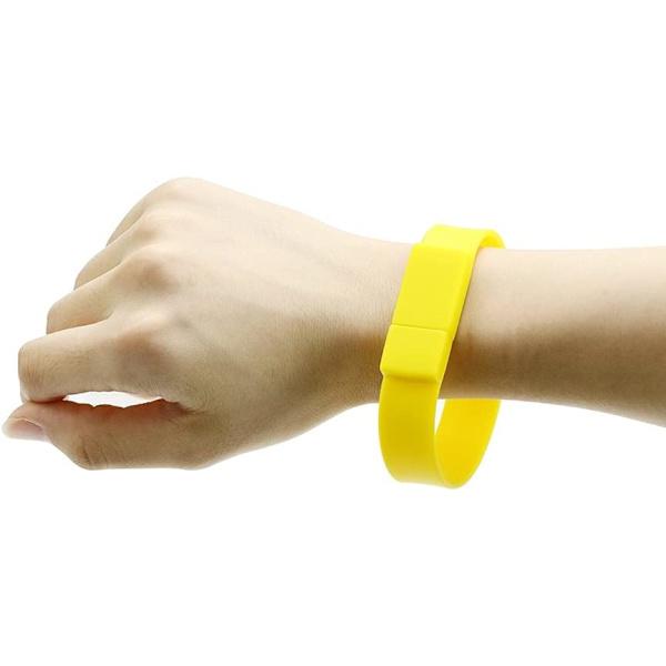 Bärbar vattentät armbandsdesign USB blixt, gul 128 GB