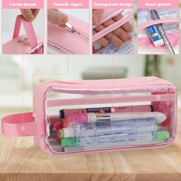 Vattentät PVC Clear Toiletry Organizer - Perfekt för brevpapper, smink, smink, resor (rosa)