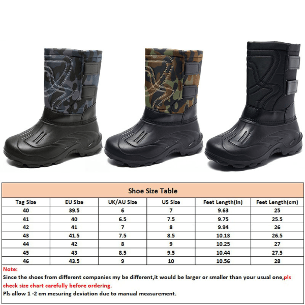 Komfort vattentät vintersko för män Casual Platform Mid Calf Boot Blue 46
