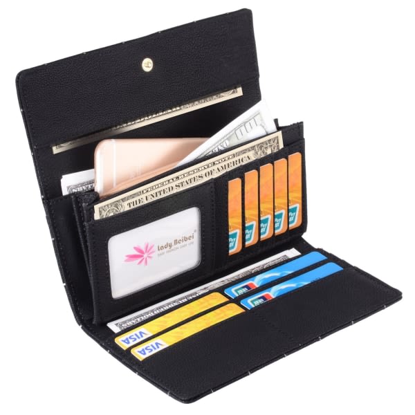 Elegant plånbok för damer i konstläder (svart)