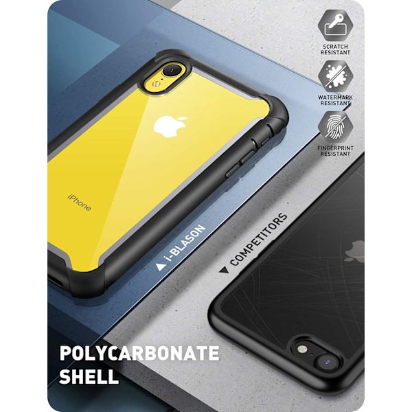 iPhone XR Rugged Clear Bumper Case Skärmskydd (svart)