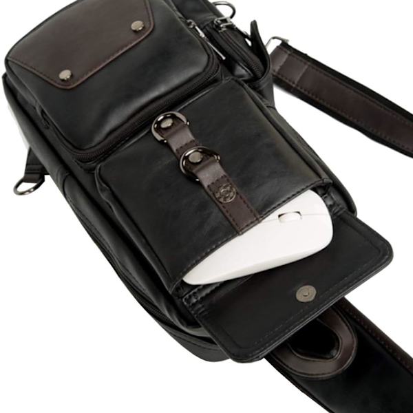 Läderryggsäck för män Kvinnor Utomhusresor Camping Fiske Vandring Crossbody Shoulder Chest Pack