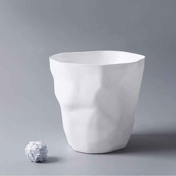 Mode Simple Poubelle de Bureau en Plastique Salon, Bureau-sans Couvercle-25 * 16 * 24,5cm-Blanc