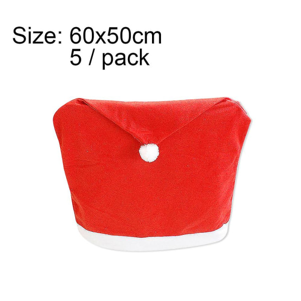 5st Julstolsöverdrag - Röd Nonwoven Tomteluva Stol Cover