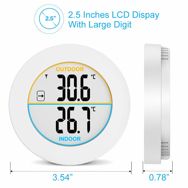 Inomhus- och utomhustermometer, digital trådlös termometer med sondsensor, HD LCD-display