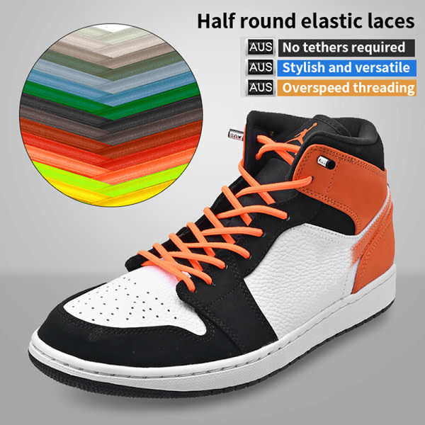 1 par nya skosnören Elastiska skosnören Sneakers Runda metallspänne A13