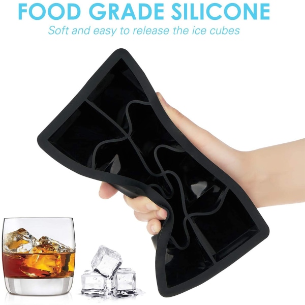 8 Grid Ice Cube Form Silikon Ice Cube Fack med lock 3 Pack Ice Cube Tillverkare 5cm (svart)