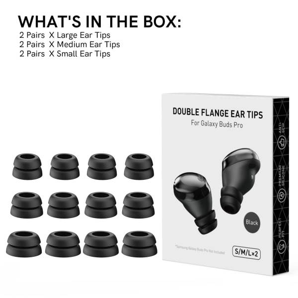 12 st silikon öronsnäckor för Samsung Galaxy _Buds Pro svart