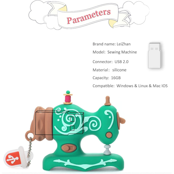 Broderi Symaskin Shape Memory Stick, Grön 32GB