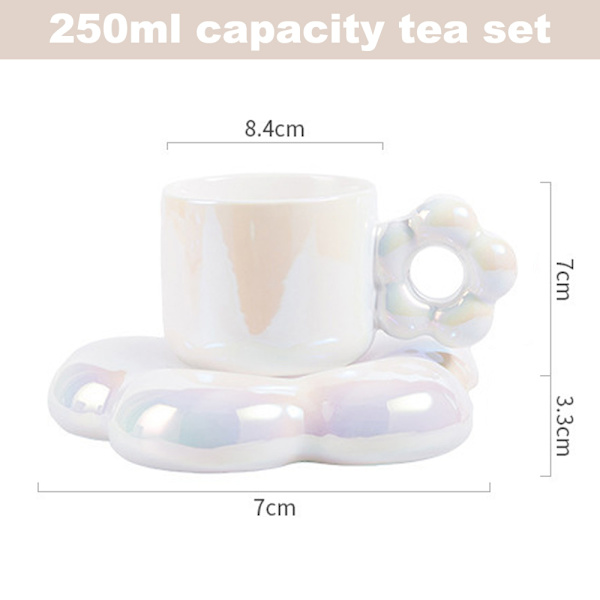 Set keramisk kaffekopp kreativ mugg set tekopp och fat 250ml (vit)