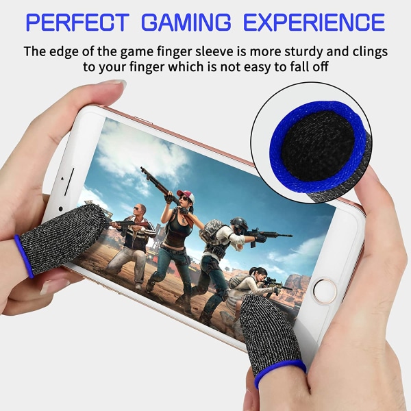 10 delar Finger Sleeves för Gaming Mobilspel blå