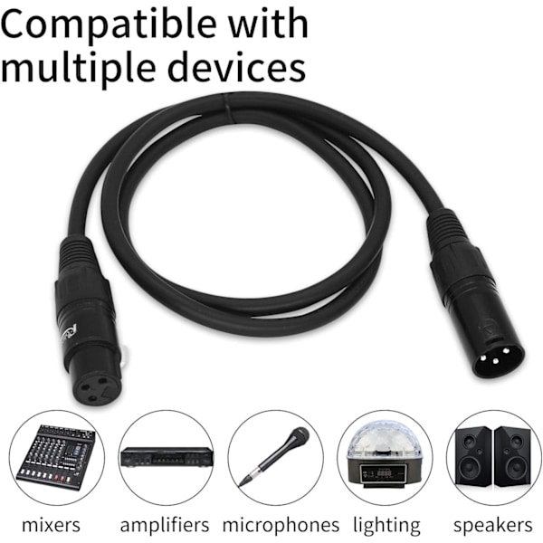3'XLR-kablar, 3-stifts mikrofonkabel, studiohögtalarkabel, 16,4 fot/5 m