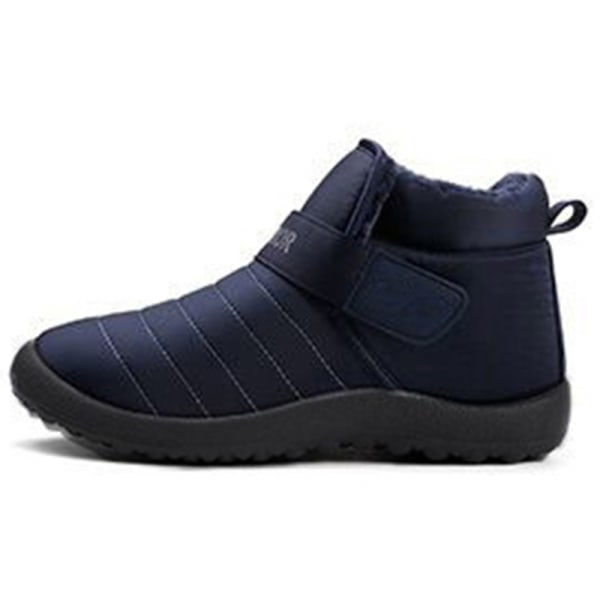 Vinterkängor för män Pälsfodrade snöankelstövlar Slip On Warma Skor Blå 41