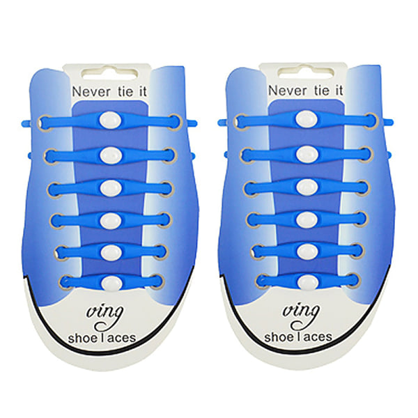 12 st/lot Elastiskt silikonskosnöre Safety No Tie Sneaker Shoe Blue