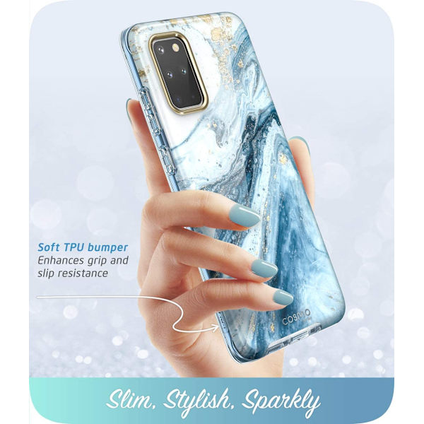 Samsung Galaxy S20+ Plus Glitter Protective Bumper Case Blå