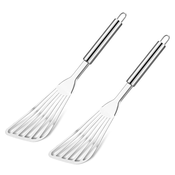 2 stycken flexibla skrapor i rostfritt stål för fisk, ägg, kött, dumplings, för stekning