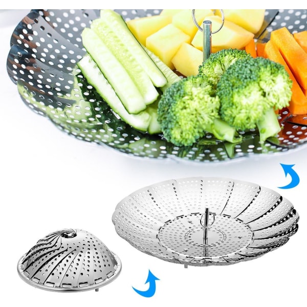 Ångkokare i rostfritt stål Justerbar ångkokare (16cm-26cm) Ångkokare för kokkärl