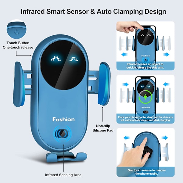 Söt mobiltelefonfäste med snabbladdnings smart sensor, blå