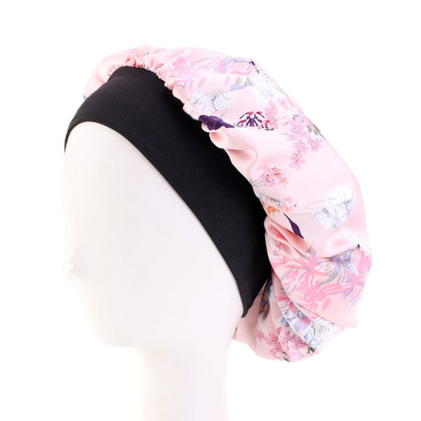 Ung flicka vackert printed cap i satin (rosa)