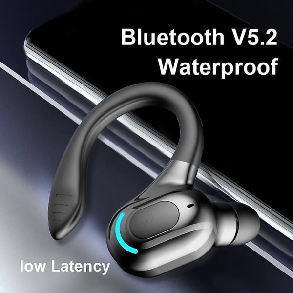 Bluetooth 5.2 trådlösa hörlurar hörlurar med mikrofon Mini handsfree hörlurar 24 timmars hörlurar för Iphone Xiaomi (Färg: Röd)