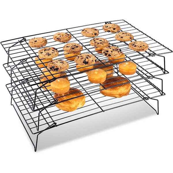 3-vånings tårtställ kylställ bakställ rostfritt stål 34 x 24 cm non-stick