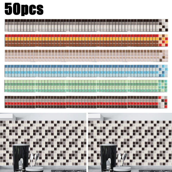 50 Pack Mosaik Väggplattor Dekoration Avtagbar Vattentät F 50ST