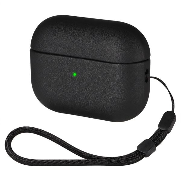 Ny Air_sPods Pro2 Generation Case Mjukt TPU-lädermönster Lämplig för  3 Generation case Black