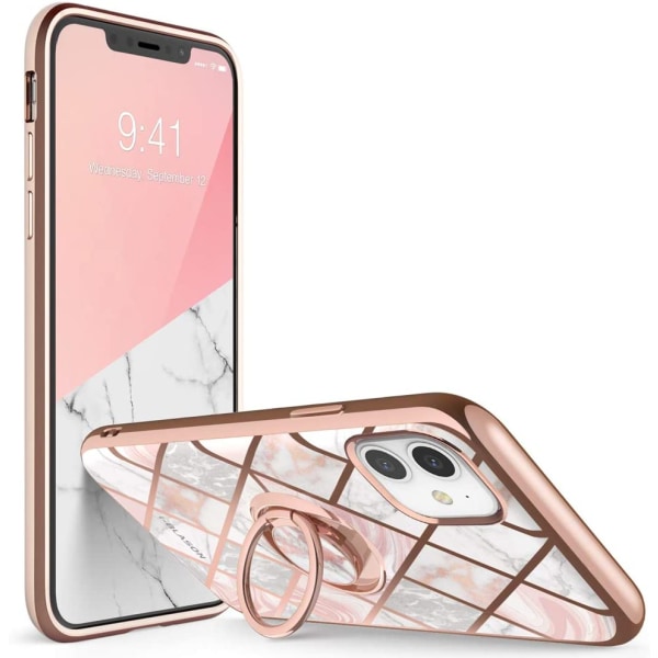 iPhone 11 Inbyggd roterbar ringhållare Kickstand marmor